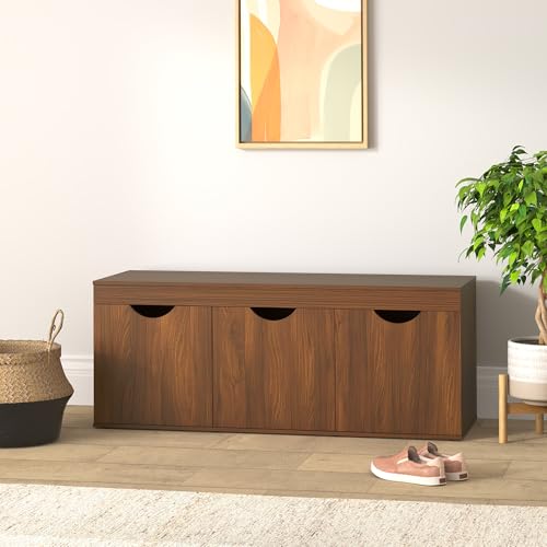 Amazon Brand – Solimo Sauron Engineered Wood 3 Door Shoe Rack (Walnut Finish)