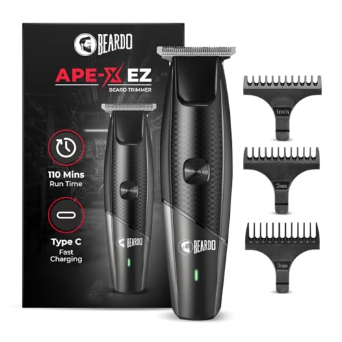 Beardo Ape-X Ez Trimmer For Men Beard | 110 Min Run Time | 7000 Rpm Motor | Lithium Ion Battery | Multiple Length Settings | Durable Blades | Beard Trimmer For Gen Z