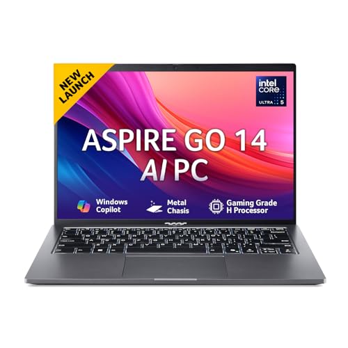 Acer Aspire Go 14, Intel Core Ultra 5 125H (14Th Gen),16Gb Ddr5 Ram/512Gb Ssd, Wuxga Ips, 14.0″/35.56 Cm, Win 11, Ms Office, Steel Gray, 1.5 Kg, Ag14-71M,Backlit Keyboard, Ai Powered Premium Laptop