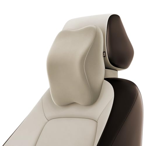 Frido Ultimate Car Neck Rest Pillow| Ultrasoft Pillow For Comfortable Rides | Superior Neck Support Cushion | Relieves Neck Pain | Hi-Per Foam Head Rest Pillow With Washable Velvet Cover | Beige