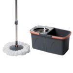 Bonkaso Twin Spin Mop Set | 1 Bucket, 1 Handle & 2 Microfiber Mop Heads With Stainless Steel Wringer | 360° Easy Floor Cleaning For Home & Office