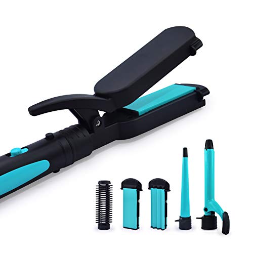 Havells 5-In-1 Multi Styling Kit – Straightener, Curler, Crimper, Conical Curler & Volume Brush | For Multiple Hair Styles | 2 Years Guarantee | Blue/Black | Hc4045