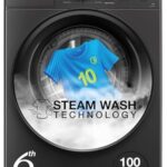 Whirlpool 8 Kg 5 Star Inverter Supreme Care Front Load Fully Automatic Washing Machine With In-Built Heater (Xs8014Bwme, Midnight Grey, Steam Technology, 100+ Tough Stains, 6Th Sense Soft Move)