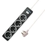 Embox 10A Extension Board With Master Switch-Extension Cord With 4 Universal Sockets-Spike Guard With Safety Shutter And Led Indicator-1500W (Black-2 Meter Cable)