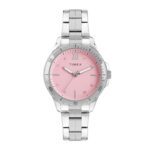 Timex Analog Watch For Women With Pink Dial & Silver Stainless Steel Bracelet Band – Water Resistant Women’S Wrist Watches -Twel232Smu01