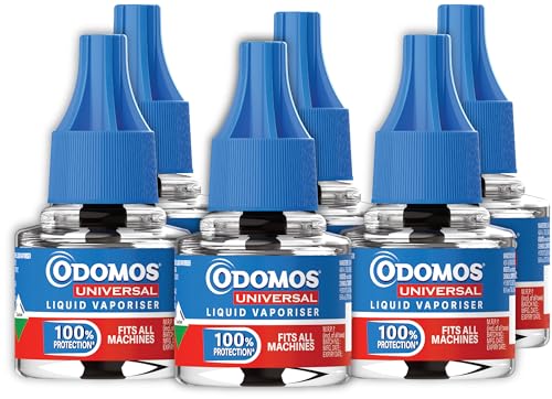 Odomos Universal Liquid Vaporiser 45Ml X Pack Of 6 | Mosquito Repellent Single Refill | 100% Protection| Fits All Machines | Protects Dengue, Malaria & Chikungunya Mosquitoes |