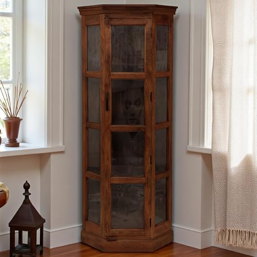 The Attic Ines Kitchen Cabinet, Multipurpose Cabinet For Bedroom Living Room Study Bar, Solid Wood Bookshelf/Kitchen Cabinet, Solid Mango Wood, Honey Matte Finish