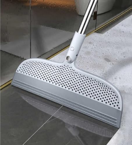 Floor Wiper Mop With Silicone Squeegee For Tile Marble Glass Walls Mirrors And Floors, Bathroom And Carpet Cleaning, Squeeze Sponge Wiper For Wet And Dry Use