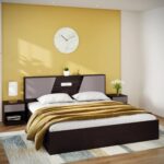 Godrej Interio Bed, Hannah King Size Engineered Wood Bed With Box Storage, 1-Year Warranty, Cola-Rain, Prelaminated Particle Board