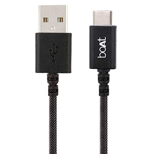 Boat Type-C A400 | Type-C To Usb A 2 Mtrs Usb Cable| 3A Fast Charging & 480Mbps Data Transmission | Compatible For All Smartphones & Tablets (Black), 2M