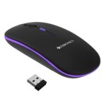 Zebronics Blanc Slim Wireless Mouse With Rechargeable Battery, Bt + 2.4Ghz, 4 Buttons, 800/1200/1600 Dpi, Silent Operation, Multicolor Led Lights
