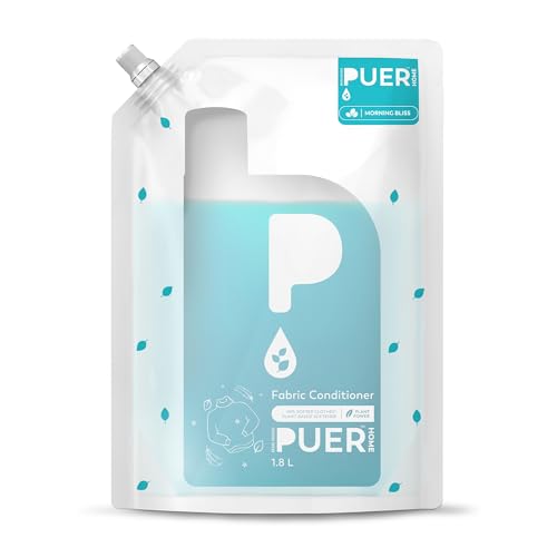 Puer Fabric Conditioner Morning Bliss 1800Ml Refill Pouch For Front & Top Load Washing Machine | Plant Based & Eco Friendly | Lint Free Softness With Long Lasting Fragrance