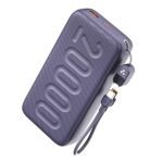 Ambrane 20000Mah Powerbank With In-Build Type C Cable, 22.5W Fast Charging, Usb & Type C Output, Power Delivery, Quick Charge For Iphone, Android Mobile & Tablets, Earbuds, (Stylo N20, Purple)