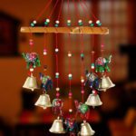 Ryme Elephant Handcrafted Rajasthani Wind Chime Door/Wall Hanging Wood Windchime(20 Inch, Multicolor)