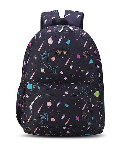 Irmao Casual Backpacks For Women,Stylish And Trendy College Backpacks For Girls, Water Resistant And Lightweight Mini Bags (Black Whale)