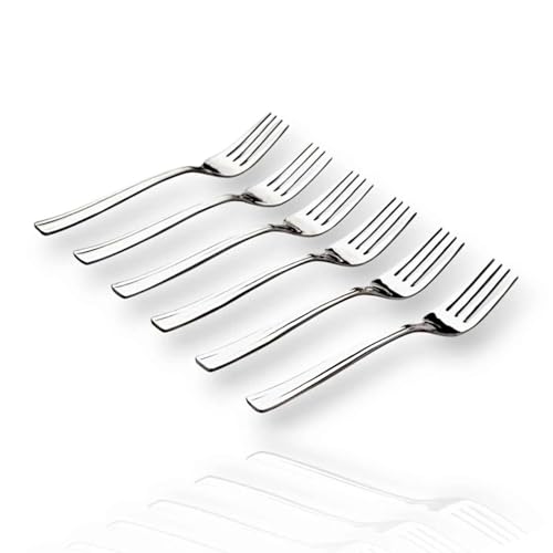 Tosaa Baby Fork Royal Plain 16G-Pack Of 6 For Home & Kitchen,Use For Lunch And Dinner With Dishes Like Noodles, Pasta, And More.