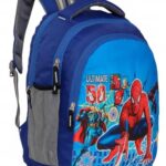 Carryup 30L School Bag Plush Backpack, Cartoon Print, Preschool Bags For Boys & Girls (3-7 Years) For Nursery To 2Nd Class Kids – Lightweight, Padded Straps (Royal Blue)