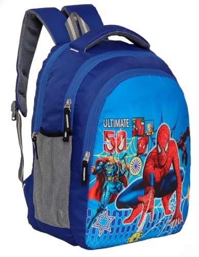 Carryup 30L School Bag Plush Backpack, Cartoon Print, Preschool Bags For Boys & Girls (3-7 Years) For Nursery To 2Nd Class Kids – Lightweight, Padded Straps (Royal Blue)