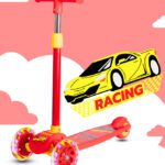 Miss & Chief Adjustable Scooter With Led Lights, Foldable Design, Extra Wide Brakes(Red)