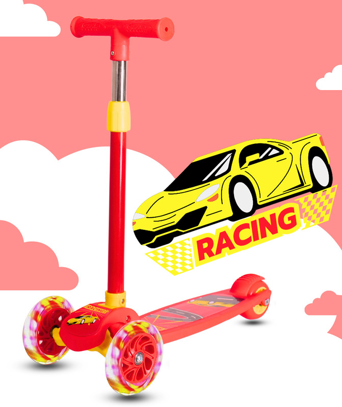 Miss & Chief Adjustable Scooter With Led Lights, Foldable Design, Extra Wide Brakes(Red)