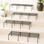 Trustbasket Bold Plant Stand | 24 Inch, Set Of 4 | Durable 9 Layer Coating Anti-Rust Metal | 80 Kg Capacity | Plant Stands For Outdoor Balcony & Indoor Living Room | Pot Stands For Plants In Balcony | Black