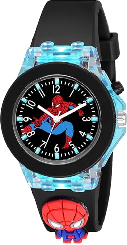 Papio® Silicone Band Cute Cartoon Design Multi-Function 7 Color Light Analog Wrist Watch For Kids, Children, Boys, And Girls (Zkd-021-To-047B) (Black)
