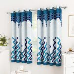 Story@Home 152 Cm (5 Ft) Window Polyester Semi Transparent Curtain (Pack Of 2)(Sky Blue, Blue, Printed)