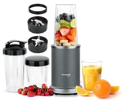 Kuvings 2025 New Nutri Blender Pro 2.0 Gunmetal Grey, Powerful 1000W Motor, Upgraded 2 Blades For Wet & Dry With 2 Jars, Mixer/Grinder/Smoothie Maker, Stainless Steel Body (Gunmetal Grey)