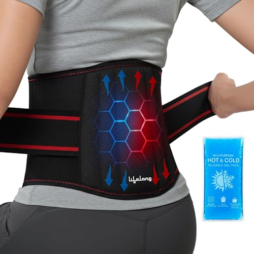 Lifelong Lumbar Sacral Belt With Hot & Cold Pack |Universal Fit For Men And Women| Back Support Brace For Pain Relief |Posture Correction & Lower Back Comfort| Adjustable Elastic Strap Waist Belt