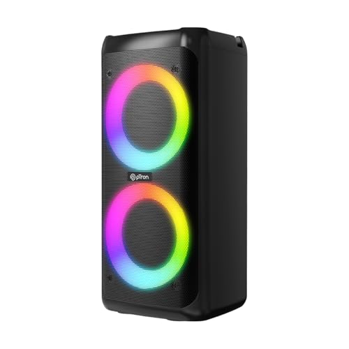 Ptron Fusion Saga 48W Bluetooth Party Speaker W/Pristine Sound, Dual Drivers, Rhythmic Rgb Lights, 6Hrs Playtime, Bt5.3/Aux/Tf Card/Usb Playback Modes, Type-C Charging, Portable Design (Black)