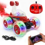 Zivvy Stunt Racing Car Red | Forward/Backward & Left/Right Steering | Led Lights, Music & Spray Effect | Bluetooth Control | Rechargeable | Best Gift For Boys & Girls 2 3 4 5 6 7 8+ Years