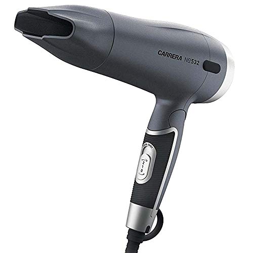 Carrera 532 Professional Hair Dryers For Men & Women | Hairdryers – Styling Nozzle-Diffuser, Blow Dry, Hot-Cold Air, Dc 1600 Watts-Grey
