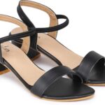 Picktoes Pt-Gd602 Women’S Black Synthetic Leather Casual Heel Sandal