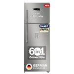 Bosch Max Convert 368L, 3-Star, Inverter Frost Free Double Door Refrigerator With Water Dispenser (Ctc39S03Di, 6-In-1 Convertible, Vitafresh Technology, 2 Cooling System, Shiny Silver)