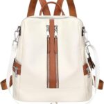 Comfabie Leather Backpacks Purse For Women, Girls College Shoulder Bags, Crossbody Handbags With Laptop Compartment, Travel Backpacks, Messenger Bags, Wallets & Luggage Purse, Daypacks (Beige)