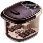 Lifelong Llm306 500W Electric Spa Foot Massager Machine With 8 Manual Rollers, Digital Panel, Bubble Bath & Water Heating Technology For Pedicure, Pain Relief & Foot Care, Brown