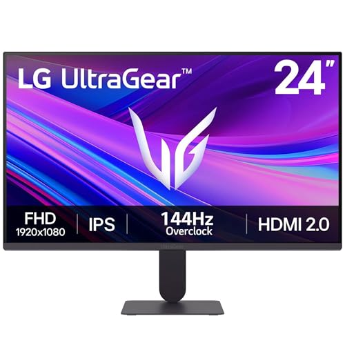 Lg 24G411A-B 24-Inch Ultragear Full Hd (1920 X 1080) Ips Gaming Monitor, 144Hz (O/C), 1Ms Mbr, Nvidia G-Sync Compatible, Amd Freesync, Hdr10, Hdmi, Displayport, Slim Stand, Black