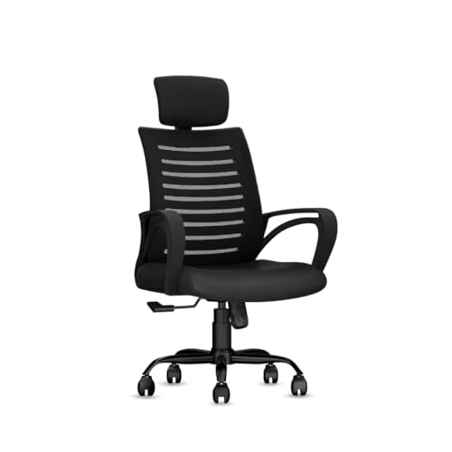 Cellbell Desire C104 Mesh High Back Ergonomic Office Chair – Adjustable Seat Height, Sturdy Metal Base, Revolving Study & Computer Chair For Work From Home, Black