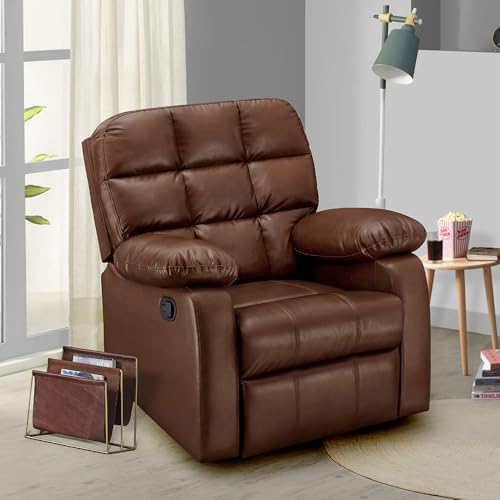 Sleepyhead Rx5 – Single Seater Leatherette Manual Recliner With Durable Spring Support | Stylish Upholstery | Snug Fit For Luxurious Comfort (Glossy Sandy Swag) Brown