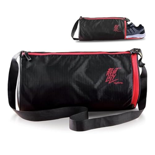 Lifelong Cotton 30 L Duffle Gym Bag For Men & Women | Adjustable Shoulder Bag | Water Resistant | Sports & Travel Bag With Shoe Compartment & Side Pocket (Black & Red),48.3Cm