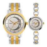 Timex Classics Analog Watch For Unisex With Silver-Tone Round Dial & Two Tone Stainless Steel Bracelet Band Water Resistant Unisex Wrist Watches – Tw00Pr230