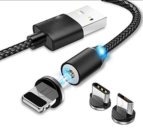 Tyrocx 3 In 1 Charging Cable Nylon Braided Fast Charging, Multi Charging Cable Compatible With Micro Usb,Type C Devices, (1.5 Meter, Multicolour)