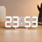 Dangzilo 3D Led Digital Wall Clock For Home | Large Bright Display With Alarm | Modern Acrylic Wall & Table Clock | White | Bedroom, Living Room & Office