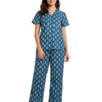 Amazon Brand – Myx Women’S Cotton Night Suit (Aur-Slp-04_Blue_L)