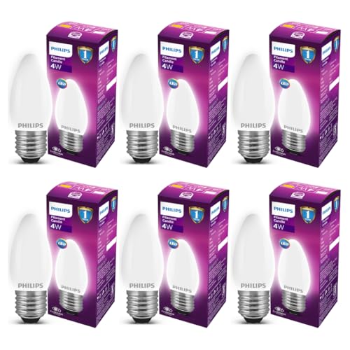 Philips 4 Watt 400-Lumen Led Frosted Candle E27 Base (Cool White, Pack Of 6) – Decorative, Ambience For Chandeliers, Wall Lights, Desk Lamps, Floor Lamps