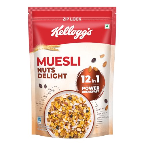 Kellogg’S Muesli Nuts Delight 1000 G | 12-In-1 Power Breakfast | India’S No. 1 Muesli | Multigrain Breakfast Cereal|Almond