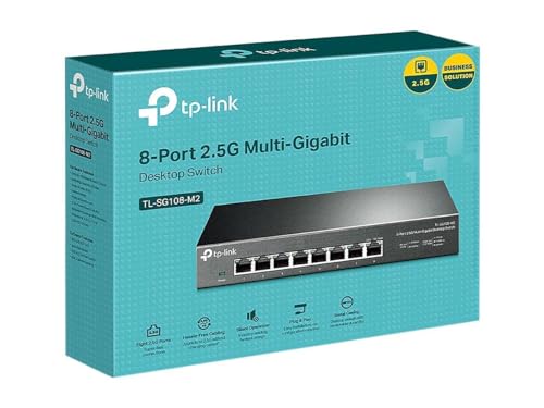 Tl-Sg108-M2 8-Port 2.5G Multi-Gigabit Network Switch, Unmanaged, Desktop/Wall-Mount, Metal Fanless Design