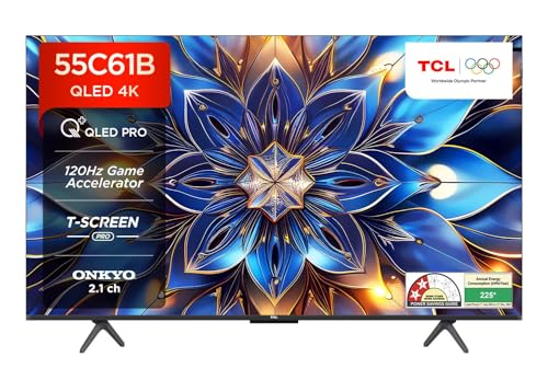 Tcl 139 Cm (55 Inches) 4K Ultra Hd Smart Qled Google Tv 55C61B (Black)