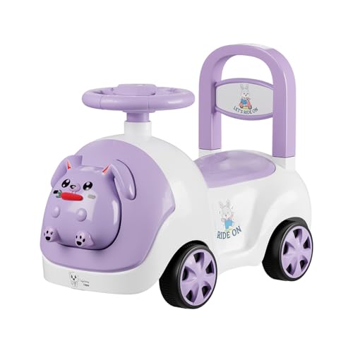 Lifelong Bunny Manual Push Ride-On Toy Car With Back Support For Boys & Girls 1-4 Years, Distraction-Free, Non-Musical, Easy Installation, 50Kg Capacity, Steering Wheel, Storage, Indoor Outdoor Fun