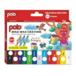Polo Bold Wax Crayons Set | 12+1 Glitter Shades, Extra Smooth, Non-Toxic, Durable & Easy Grip Crayons For Kids And Adults